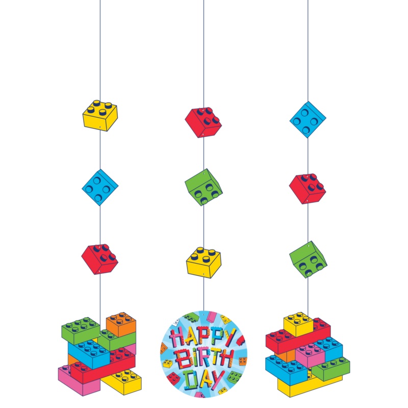 Block Bash Hanging Decorations | 3 ct