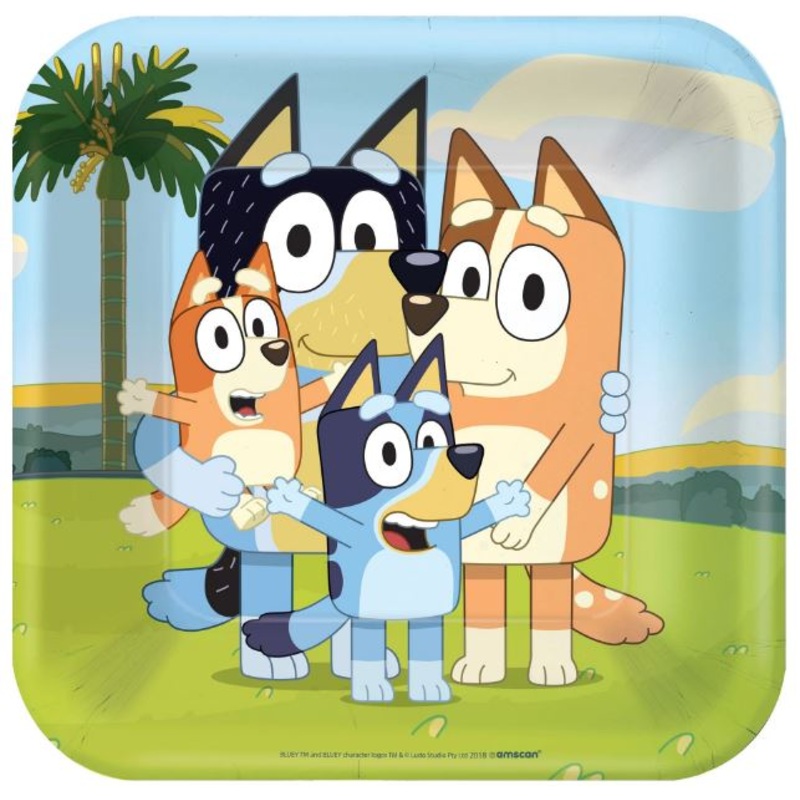 Bluey Square Lunch Plates 9" | 8ct