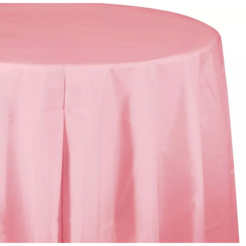 Classic Pink Round Plastic Table Cover 82" | 1 ct