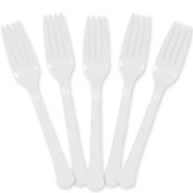 Frosty White Plastic Forks | 20ct