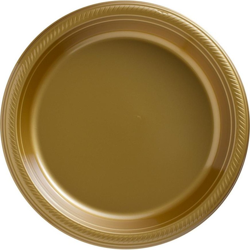 Gold Plastic Dinner Plates 10.25" | 50ct