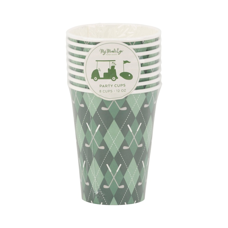Golf Plaid Paper Cups 12 oz. | 8 ct