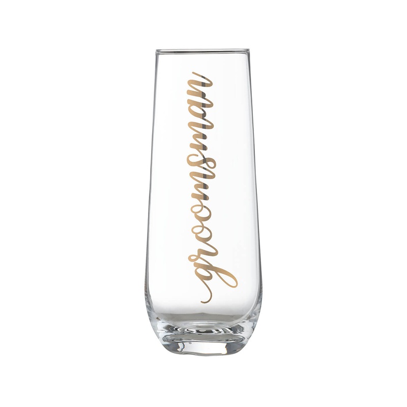 Lillian Rose Gold Groomsman Stemless Champagne Glass | 1ct