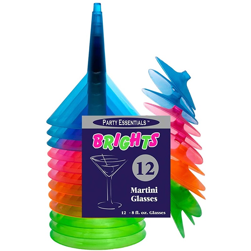 Neon Plastic Martini Glasses 8oz. | 12ct