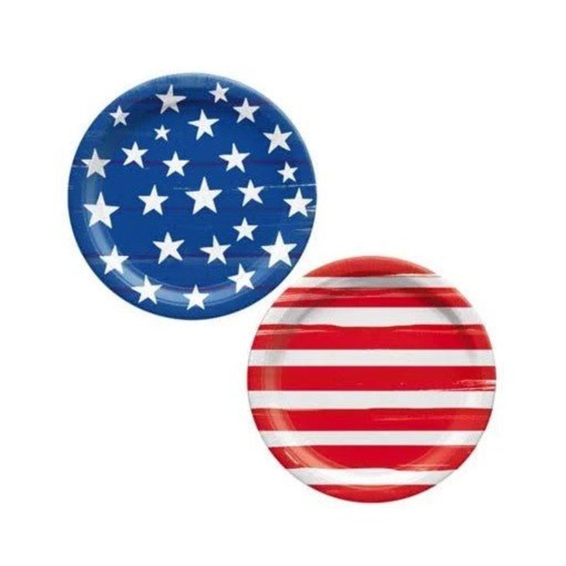 Painted Patriotic Dessert Plates 7" | 50ct