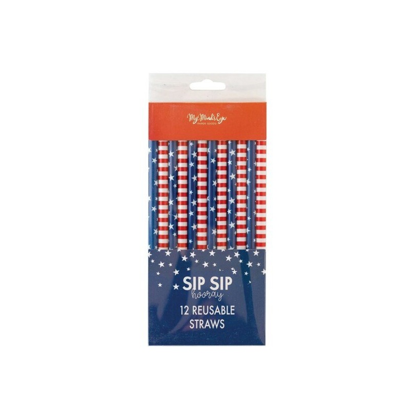Patriotic Red White & Blue Straws 12pk | 1ct