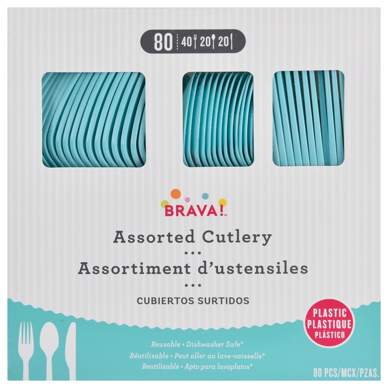 Robins Egg Blue Plastic Assorted Cutlery | 80 ct
