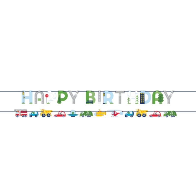 Transportation Time Happy Birthday Banner | 1 ct