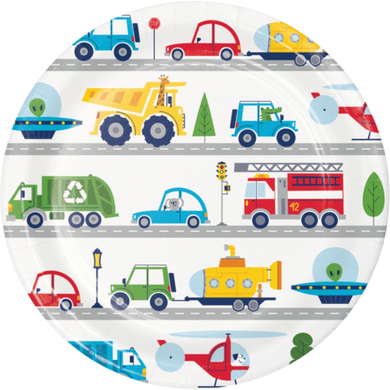 Transportation Time Lunch Paper Plates 9" | 8 ct