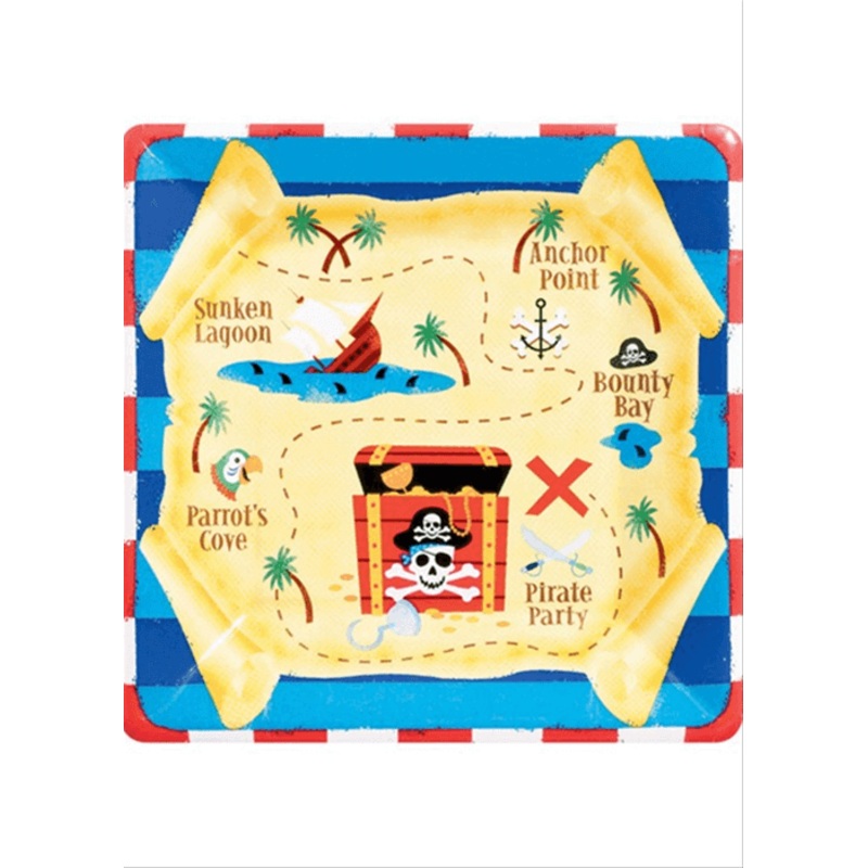 10" SQUARE PLATE PIRATE PARTY