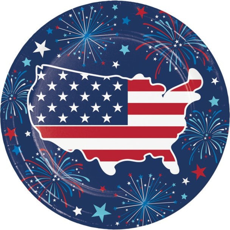 4th Of July Freedom Fireworks Lunch Plates 8 3/4" | 8ct