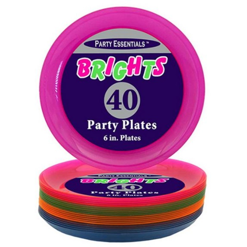 Brights Neon Plastic Dessert Plates | 40 ct