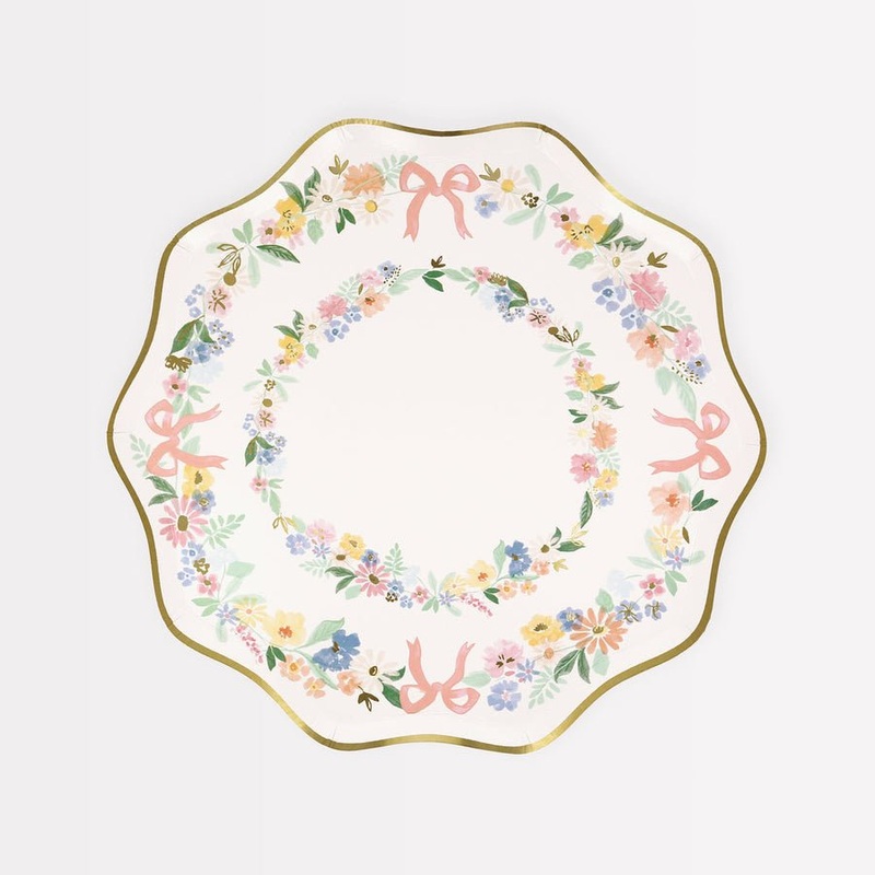 Elegant Floral Side Plates 9" | 8 ct