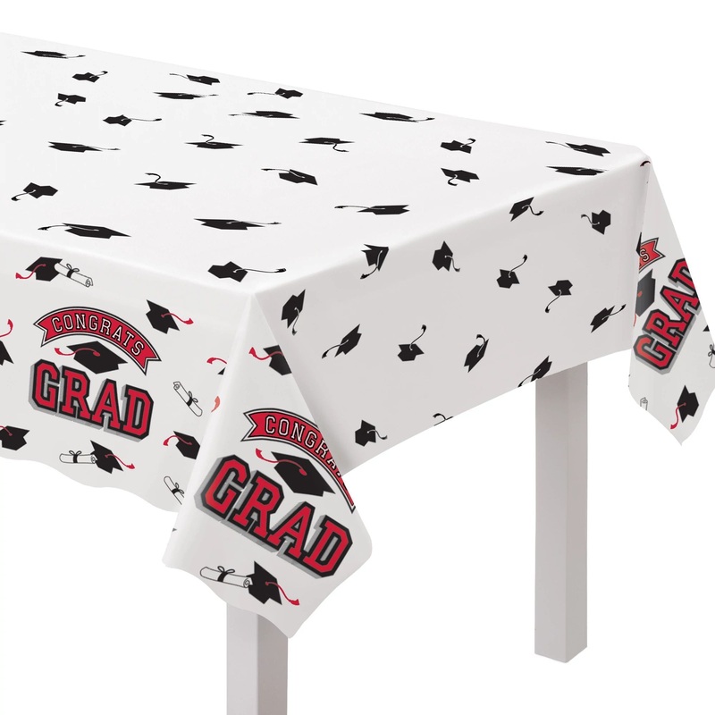 Graduation True To Your School Red Table Cover 54" x 102" | 1ct