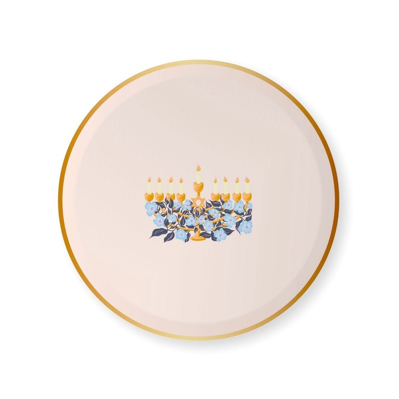 Happy Hanukkah Menorah Small Plates - 8" | 1 ct.