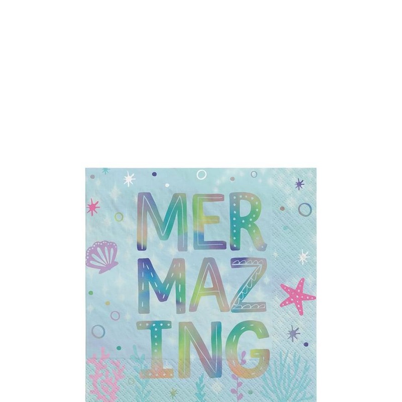 Iridescent Shimmering Mermaids Beverage Napkins | 16ct