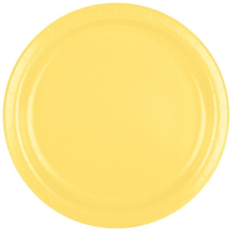 Light Yellow Round Lunch Paper Plates 9" | 24ct