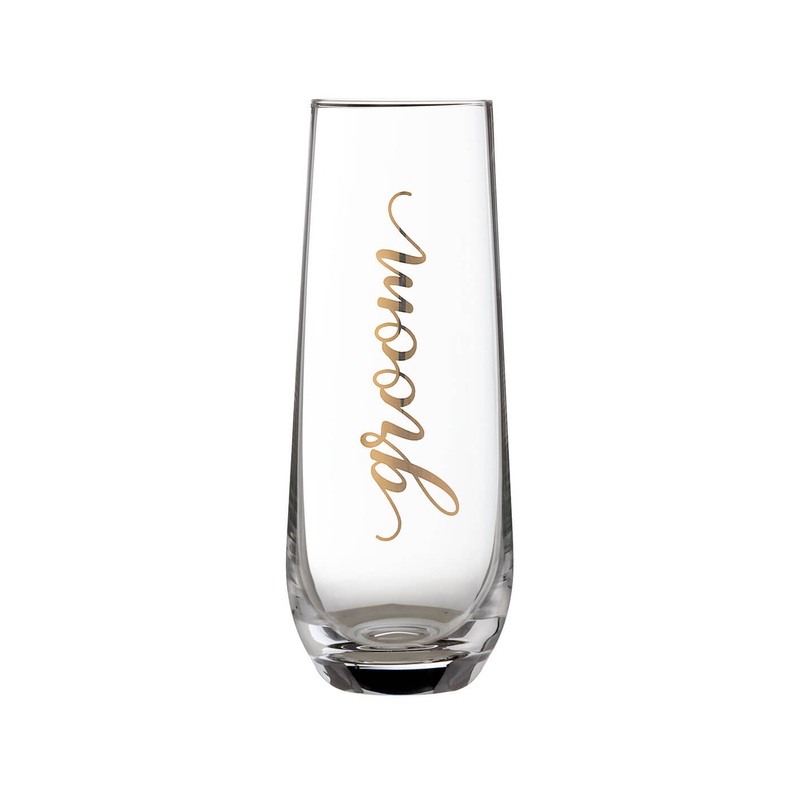 Lillian Rose Gold Groom Stemless Champagne Glass | 1ct