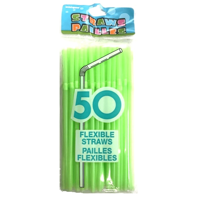 Neon Green Flexible Straws | 50ct