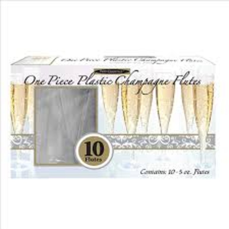 One Piece Plastic Champagne Flutes, 5oz | 10 ct