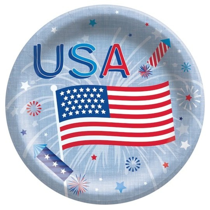 Patriotic Celebration 7" Round Paper Plates 20pk | 1ct