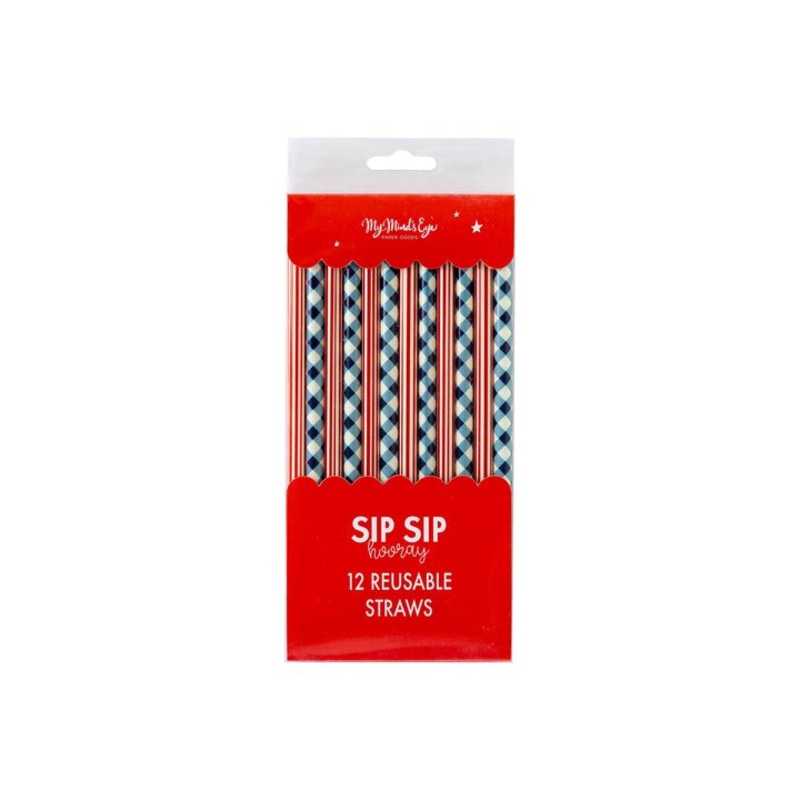 Plaid And Stripes Reusable Straws | 12 Count
