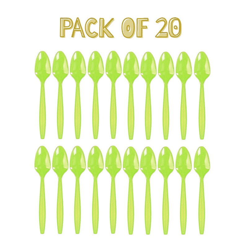 Premium Plastic Lime Green Spoons-20 PC