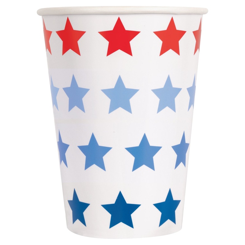 USA Patriotic Stars Paper Cups 12oz | 8 ct