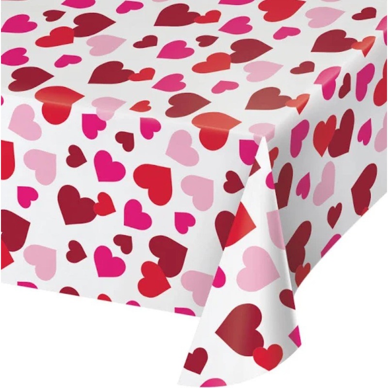 Valentines Hearts Plastic Tablecloth
