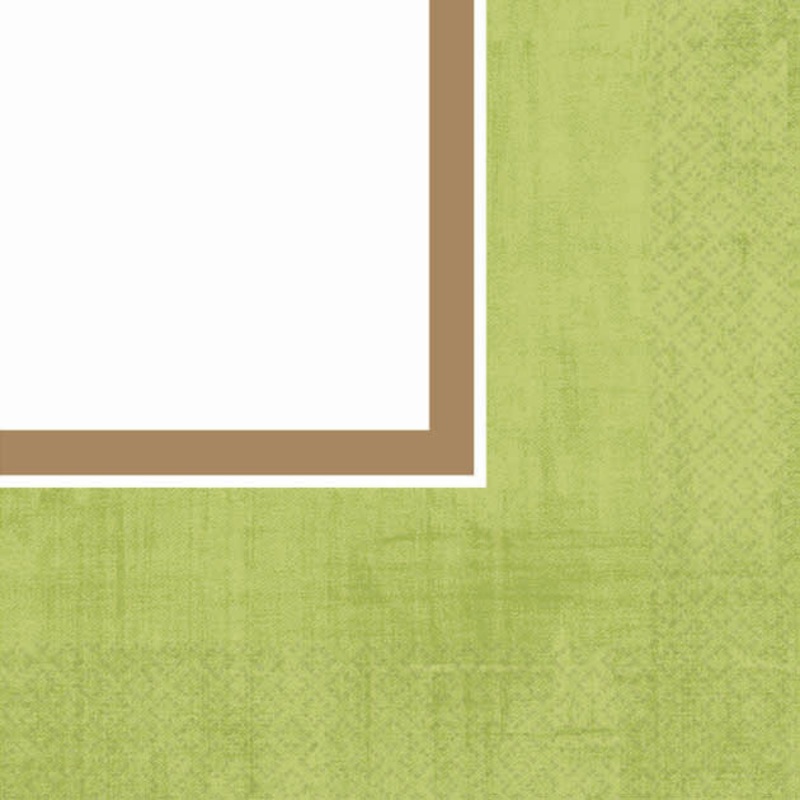 Avocado Green Border Beverage Napkins (36ct)