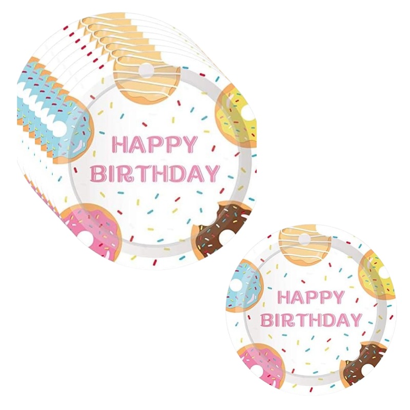Donut Theme Party Paper Plates - 9 inches - 8PC