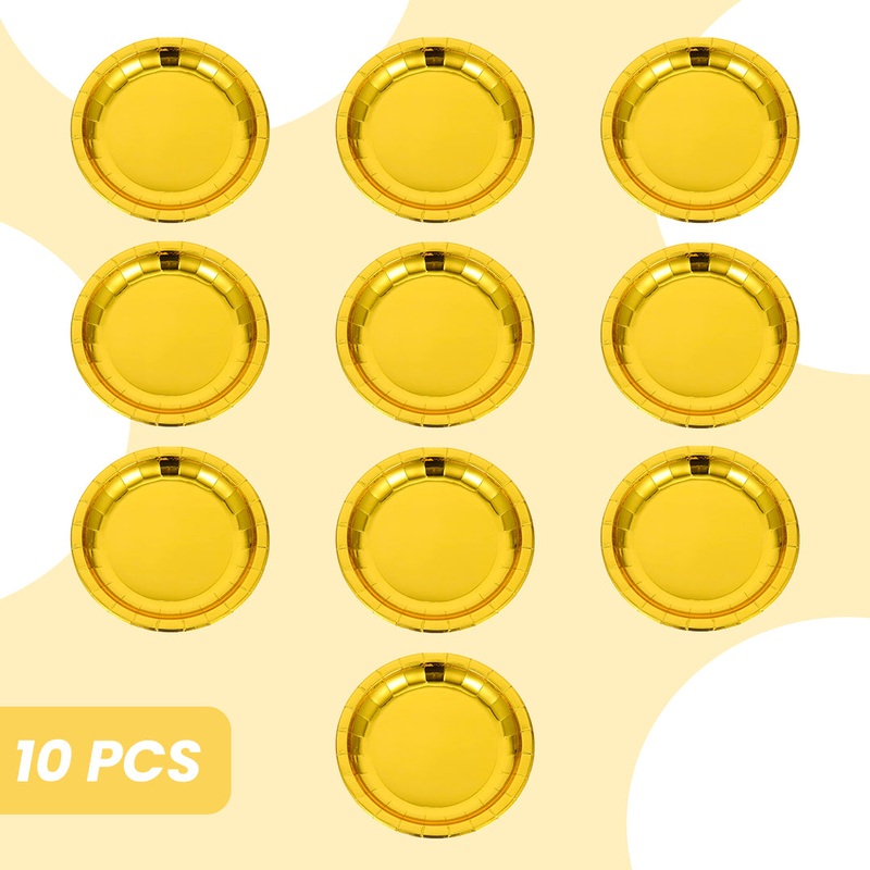 Golden Party Paper Plates - 9 inches - 10PC