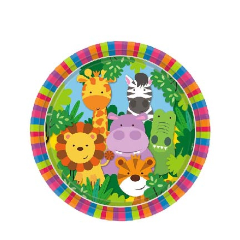 Jungle Animal Theme Party Paper Plates - 9 inches - 8PC