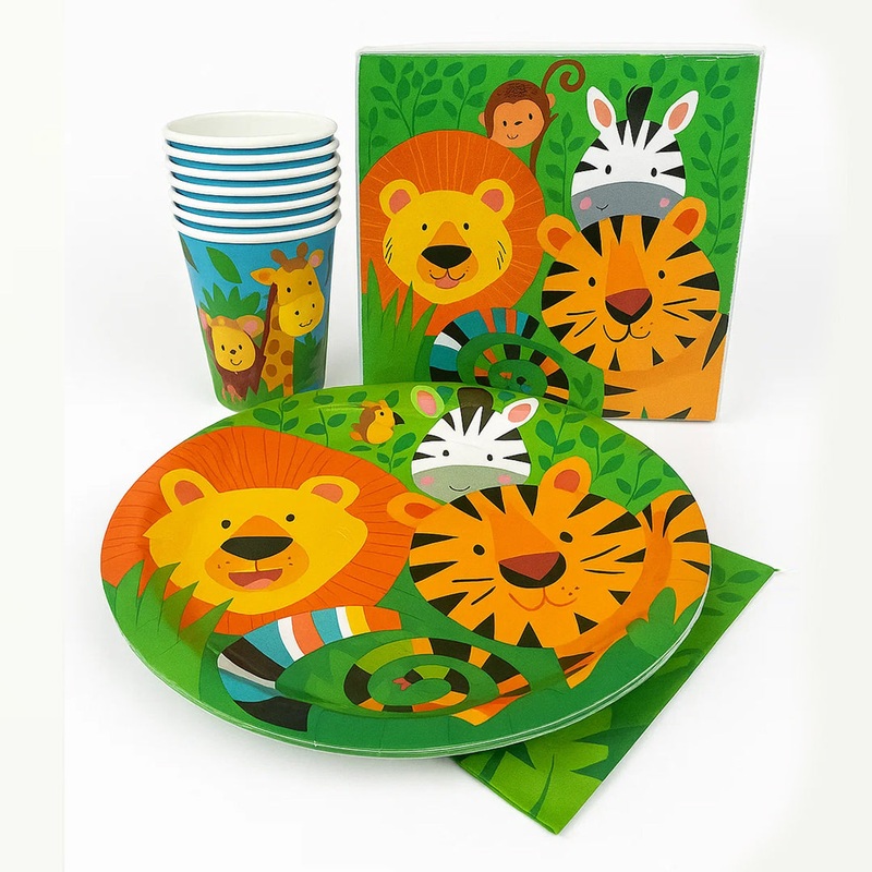 Jungle Themed Birthday Tableware Set - 40PC - Upto 10 Pax