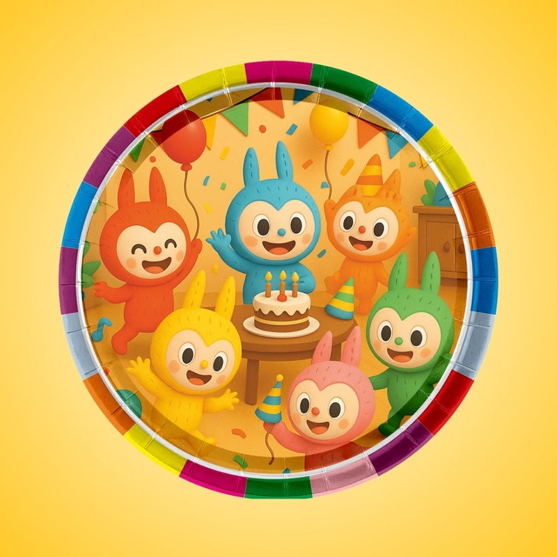 Labubu Theme Party Paper Plates - 9 inches - 8 PC