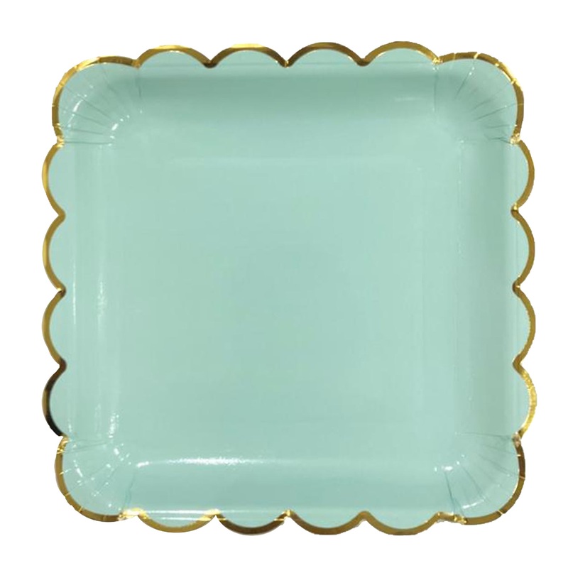 Lime Square Golden Rim Paper Plates - 10 inches - 10PC
