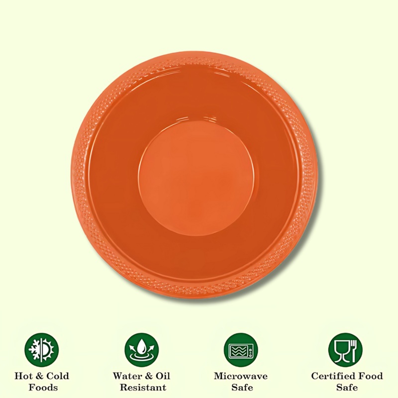 Orange Plastic Bowls - 20ct