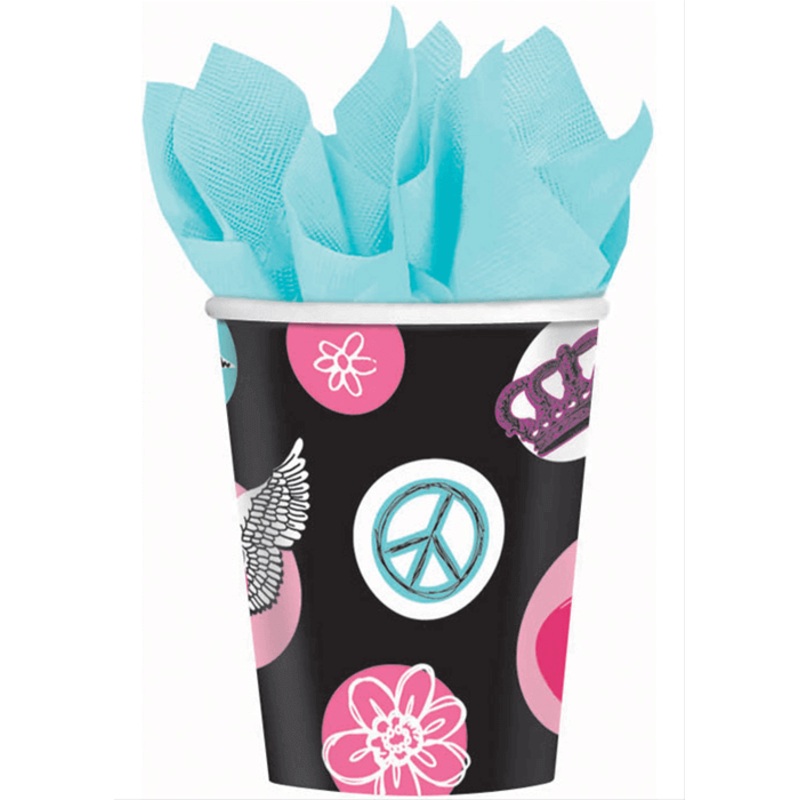 Rocker Princess 9oz Paper Cups - 8ct
