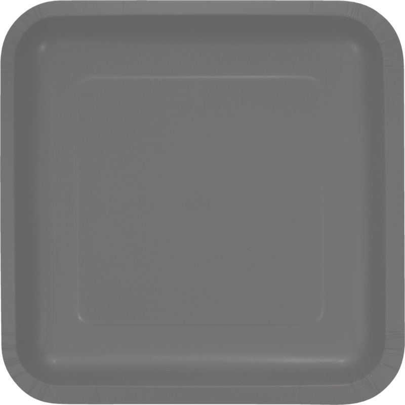 Square Grey Paper Plates - 9 inches - 8PC