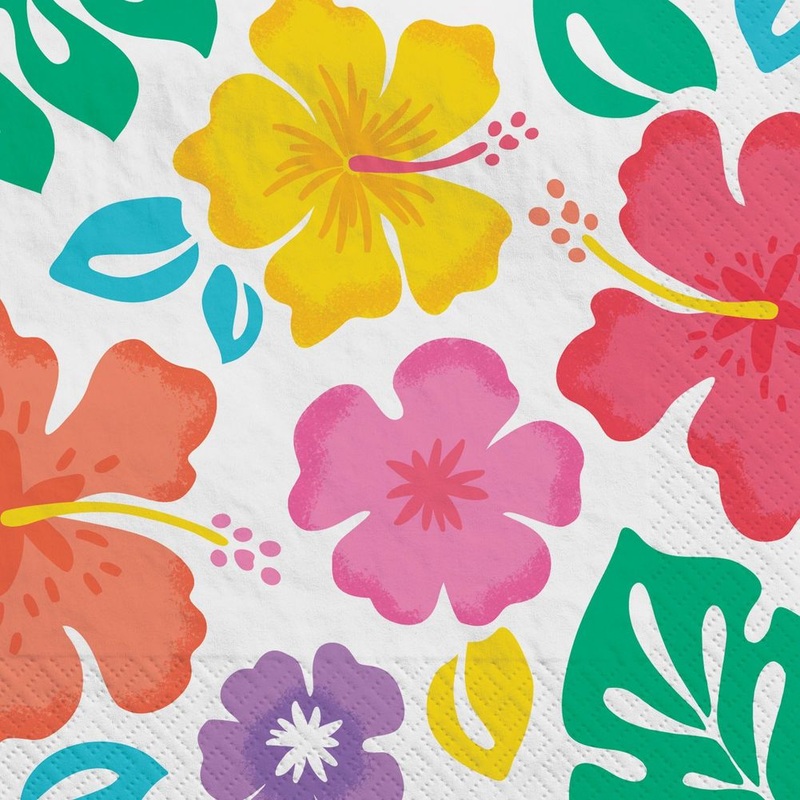 Summer Hibiscus Beverage Napkins, 100 ct
