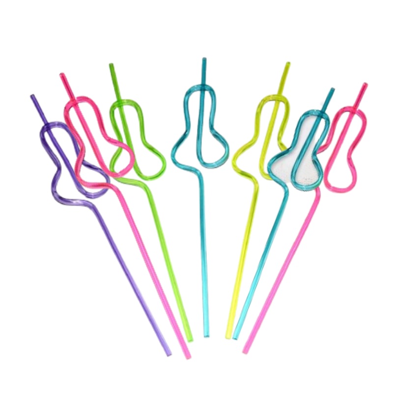 Willy Shaped Drinking Straws | Fun Bachelorette Party Accessory | Quirky Favors - 6 PCS