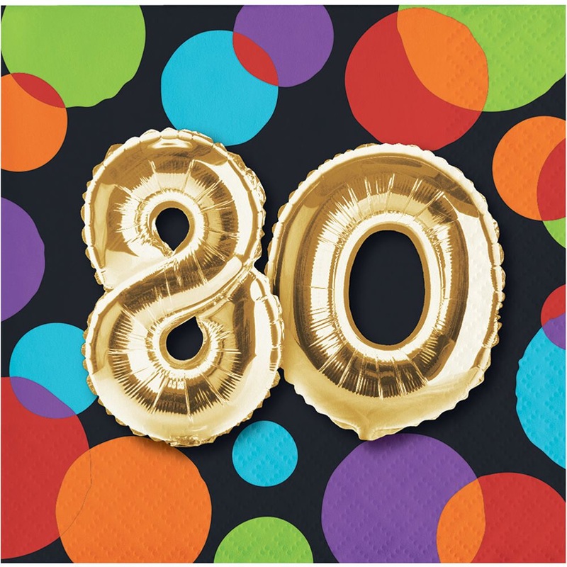 Balloon Birthday 80 Beverage Napkins (16 ct)