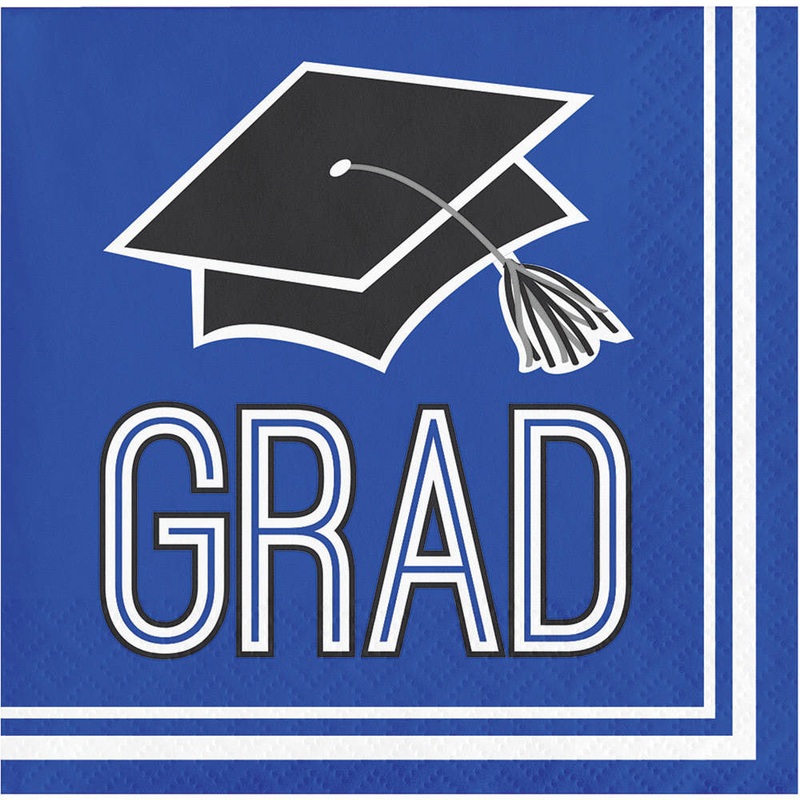 Congrats Grad Blue Beverage Napkins (36 ct)