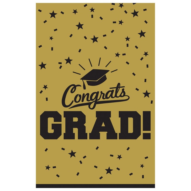 Congrats Grad Gold Plastic Tablecover
