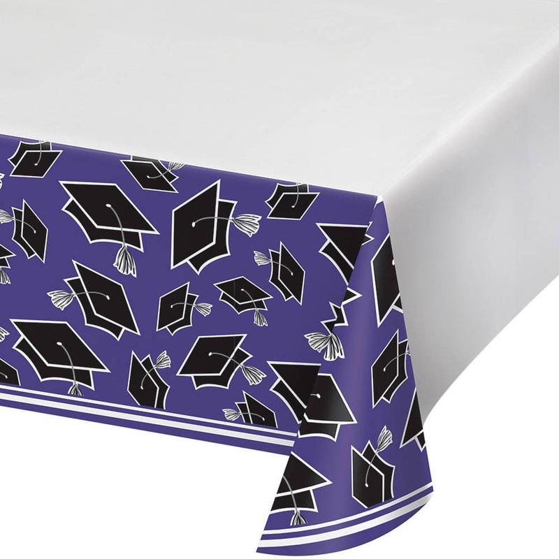 Congrats Grad Purple Rectangle Plastic Tablecover