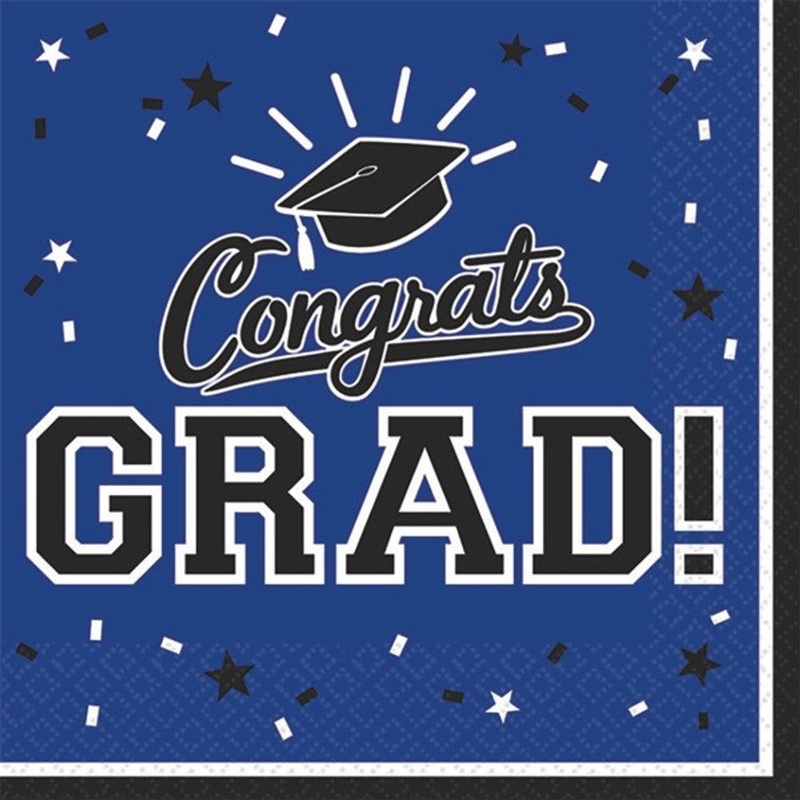 Congrats Grad Royal Blue Beverage Napkins, 36ct