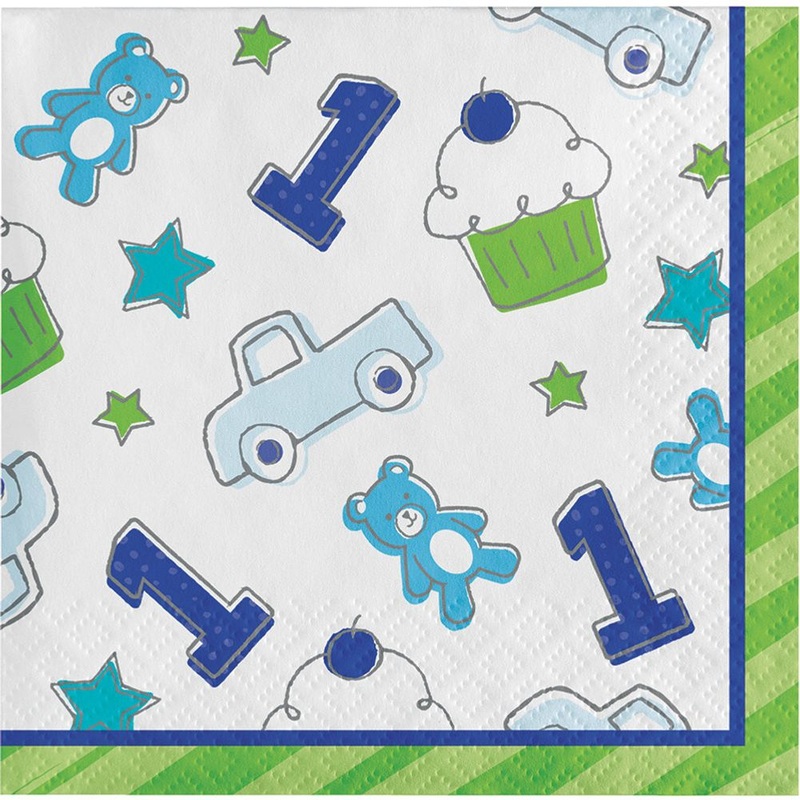 Doodle 1st Birthday Boy Beverage Napkins (16 ct)