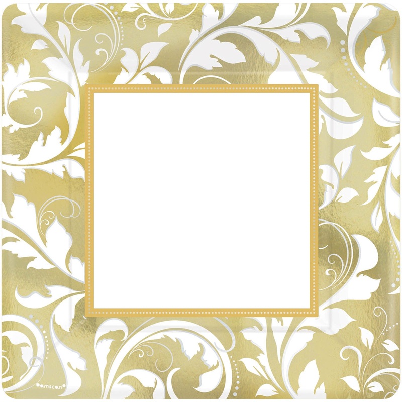 Gold Elegant Scroll Banquet Plates (8ct)