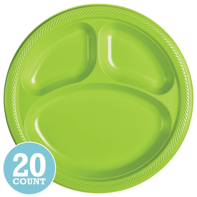 Kiwi Divided Plastic Banquet Plates (20ct)