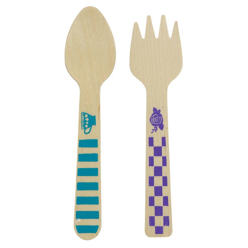 Mad Tea Party Mini Wood Cutlery Sets (24 ct)